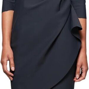 Women's Slimming Short Sheath 3/4 Sleeve Cocktail Dress, Wedding Guest Petite an